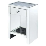 Acme Noralie 1-DRAWER Accent Table In Mirrored And Faux Diamonds. Fixed Price $237.55.
