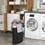 Costway Corner Bamboo Hamper Laundry Basket Washing Cloth Bin Storage Bag Black. Fixed Price $34.99.
