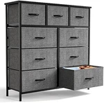 Gray 9 Storage Drawer Dresser For Bedroom Tall Wood Fabric Tower. Fixed Price $47.68.
